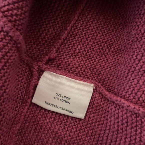 Eileen Fisher Womens Open Front Cardigan Sweater XL Linen & Cotton Knit Berry - Picture 4 of 8